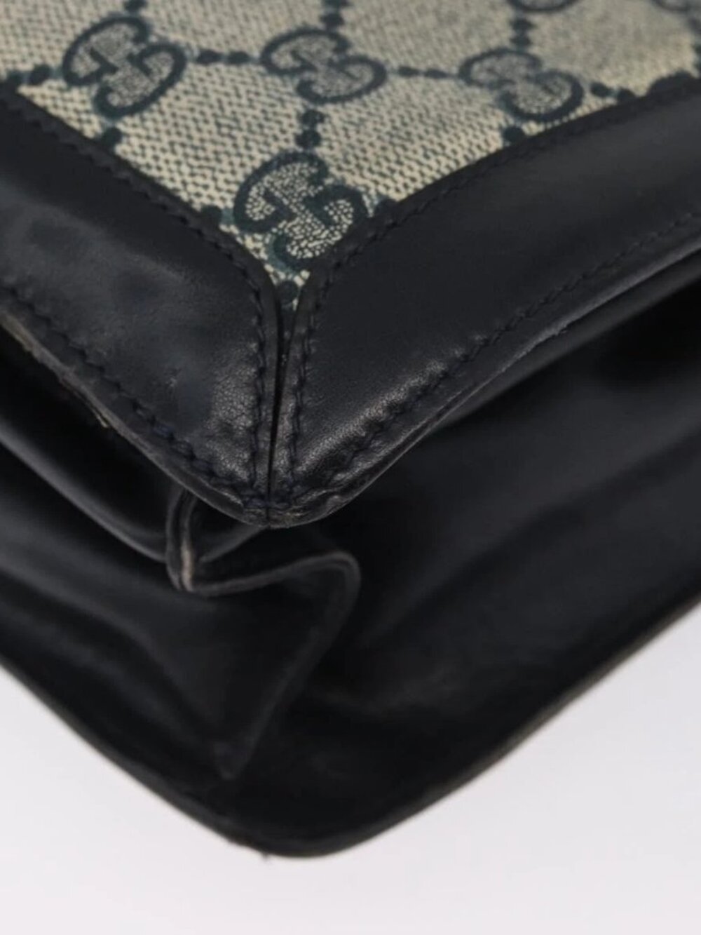 GUCCI GG Supreme Sherry Line Shoulder Bag PVC Navy Gold Auth 171984 - Picture 5 of 16